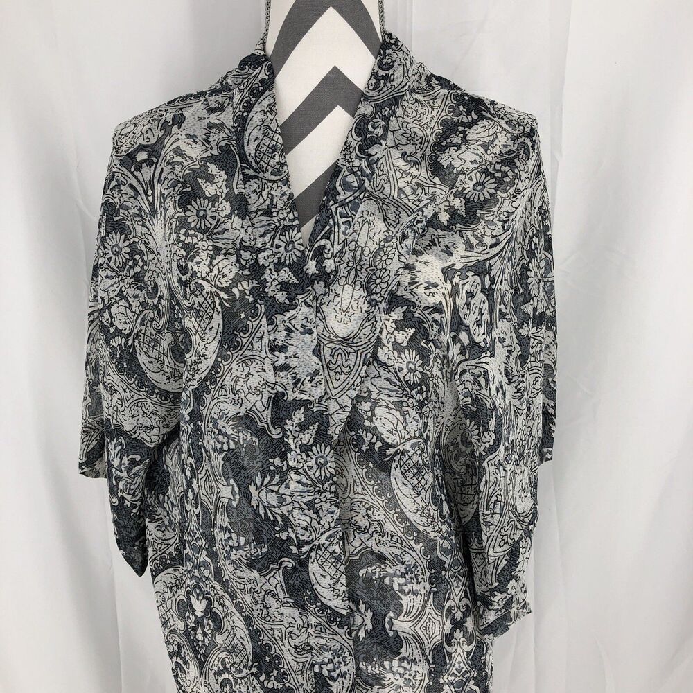 Steve Madden Gray Floral Kimono Sheer Coverup Duster Open Cardigan One Size